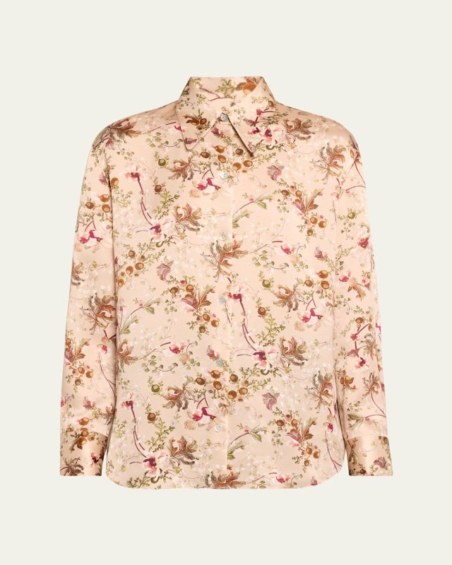 Orchid Vine Silk Long-Sleeve Blous