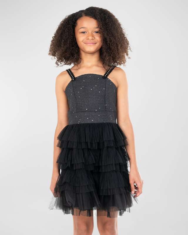 Girl's Naomi Combo Tulle Dress, Size 7-16