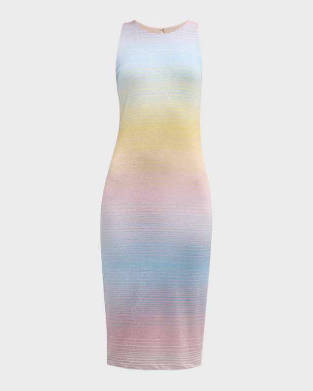 Hudson Shimmer Ombre Striped Midi Sheath Dress