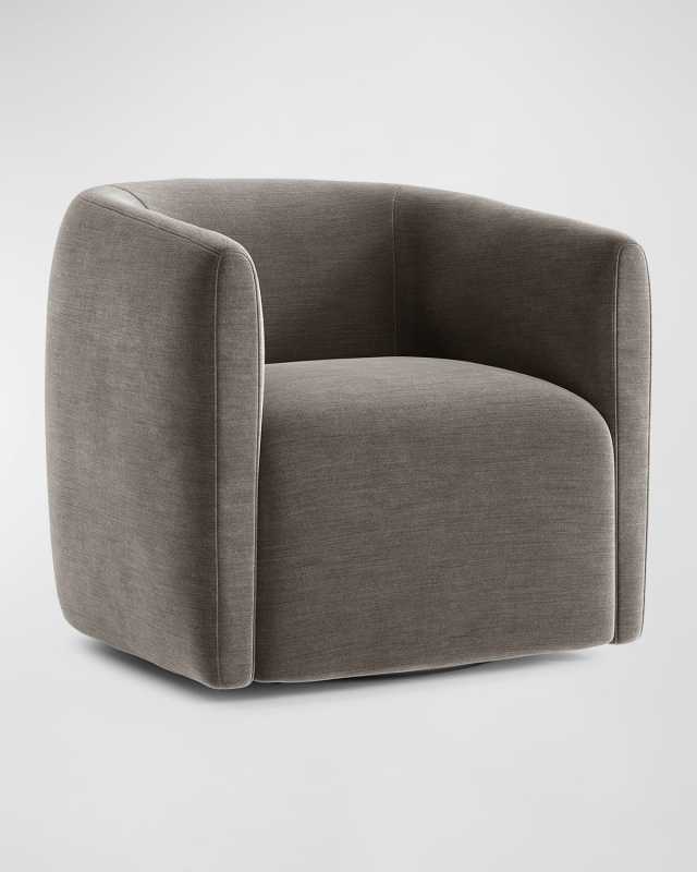 Aline Taupe Velvet Swivel Chair