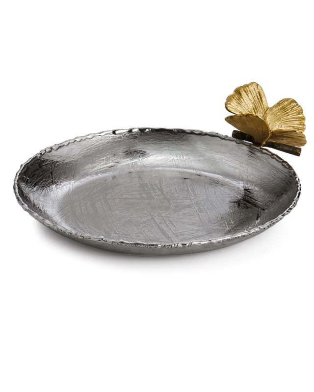 Butterfly Ginkgo Round Trinket Tray