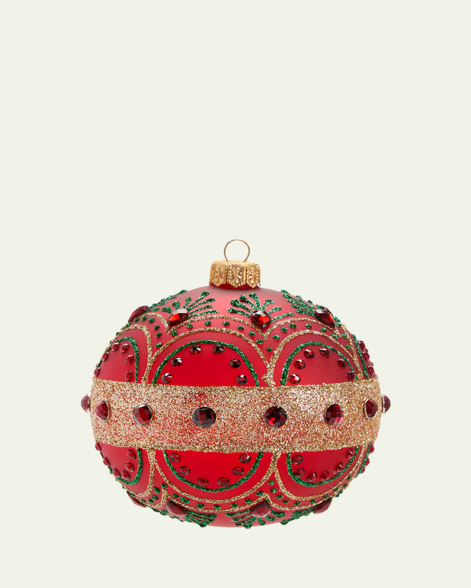 Red, Gold, and Green Décor Ball Christmas Ornament