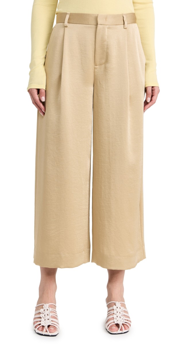 Vince Mid Rise Satin Culottes Pale Cliff