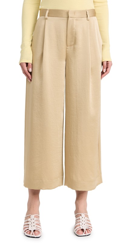 Vince Mid Rise Satin Culottes Pale Cliff