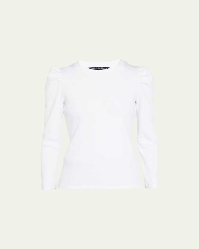 Britney Puff-Sleeve Cotton Top