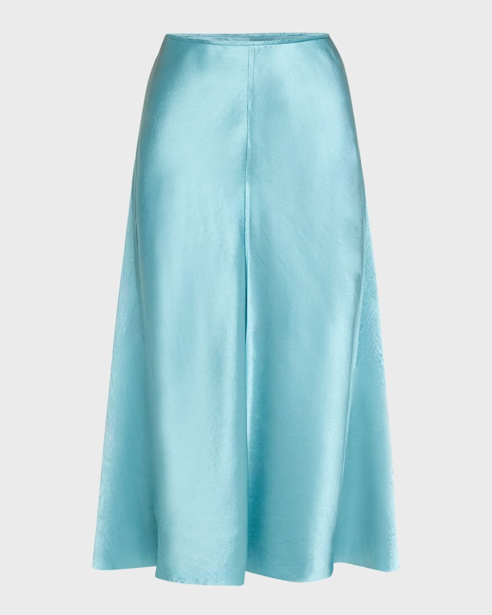 Raw-Edge Paneled Midi Slip Skirt