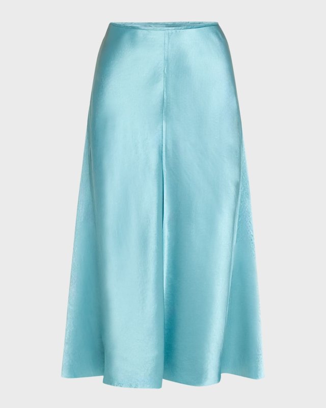 Raw-Edge Paneled Midi Slip Skirt