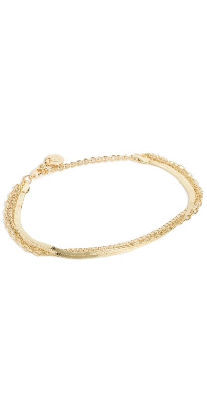 Jules Smith Layered Chain Herringbone Stack Bracelet Gold