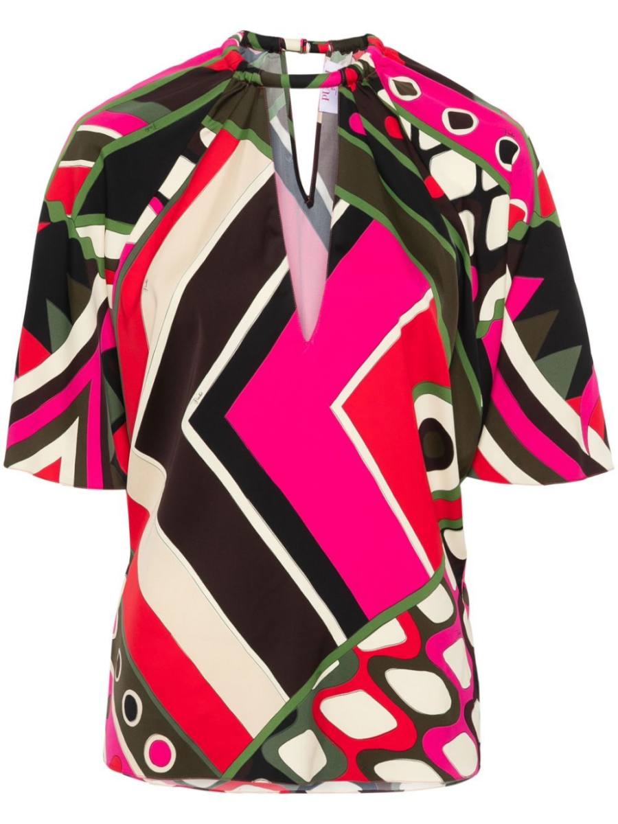 Vivara-print V-neck blouse