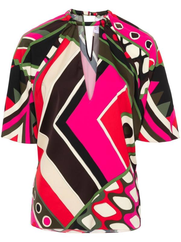 Vivara-print V-neck blouse