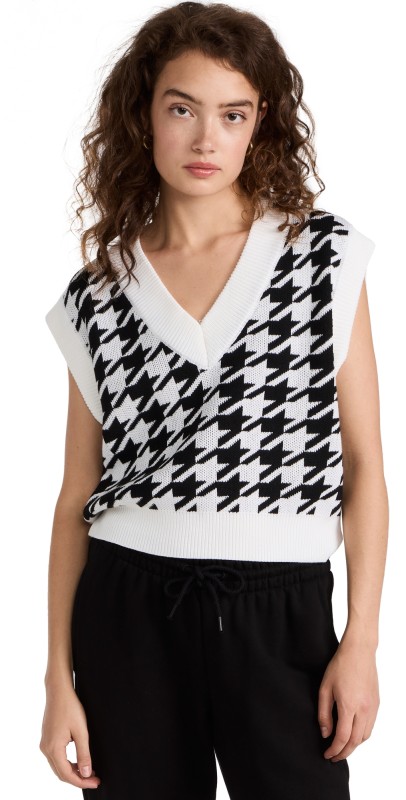 endless rose Houndstooth Sweater Vest Cream
