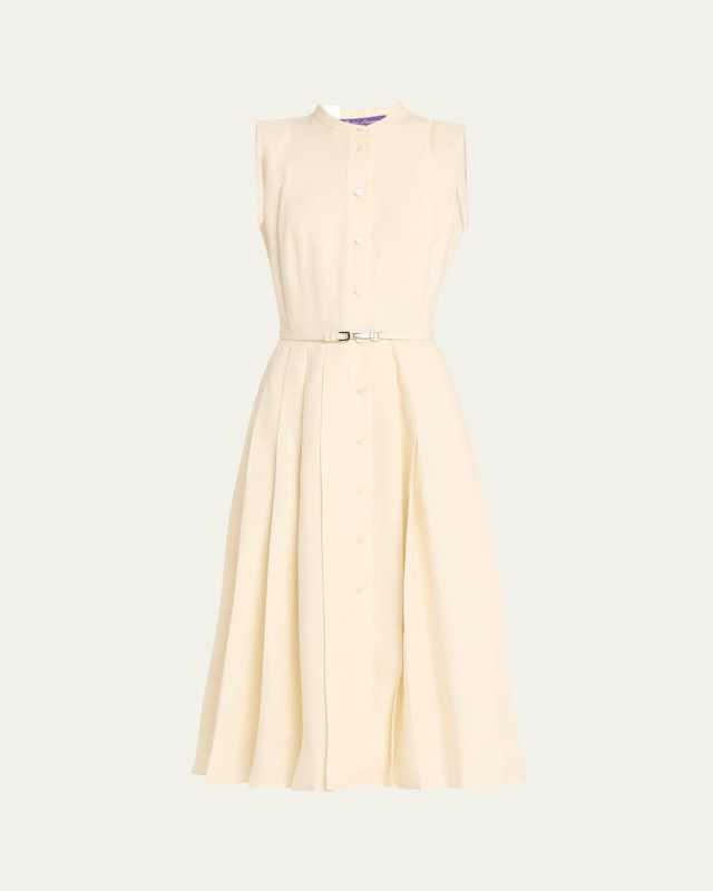 Freida Pleated Belted Midi Dress