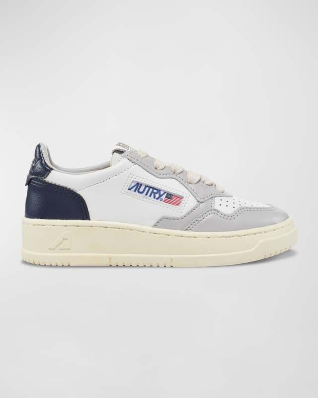 Kid's Medalist Low-Top Bicolor Leather Sneakers, Toddlers/Kids