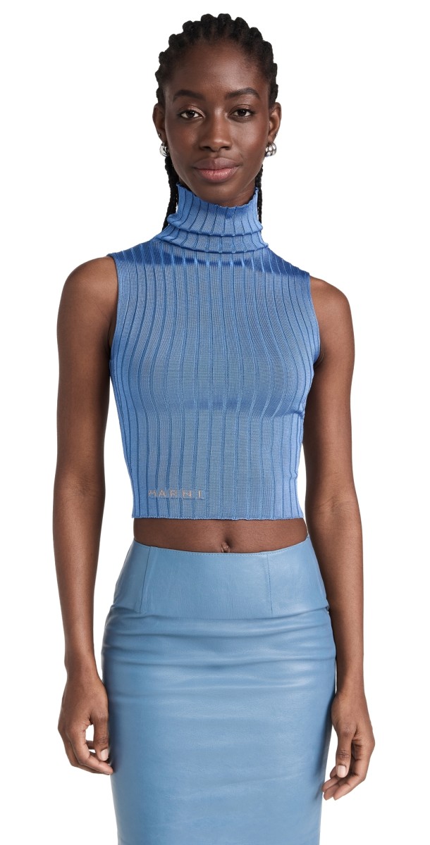 Marni Turtleneck Sleeveless Sweater Opal