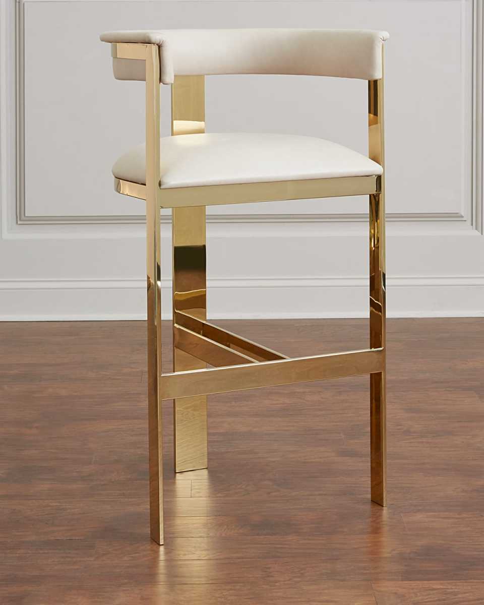 Darla Brass & Leather Counter Stool, 26"