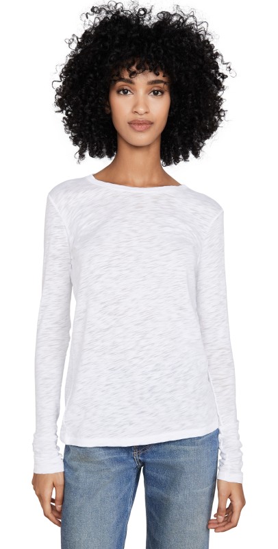 Goldie Long Sleeve Classic Tee White