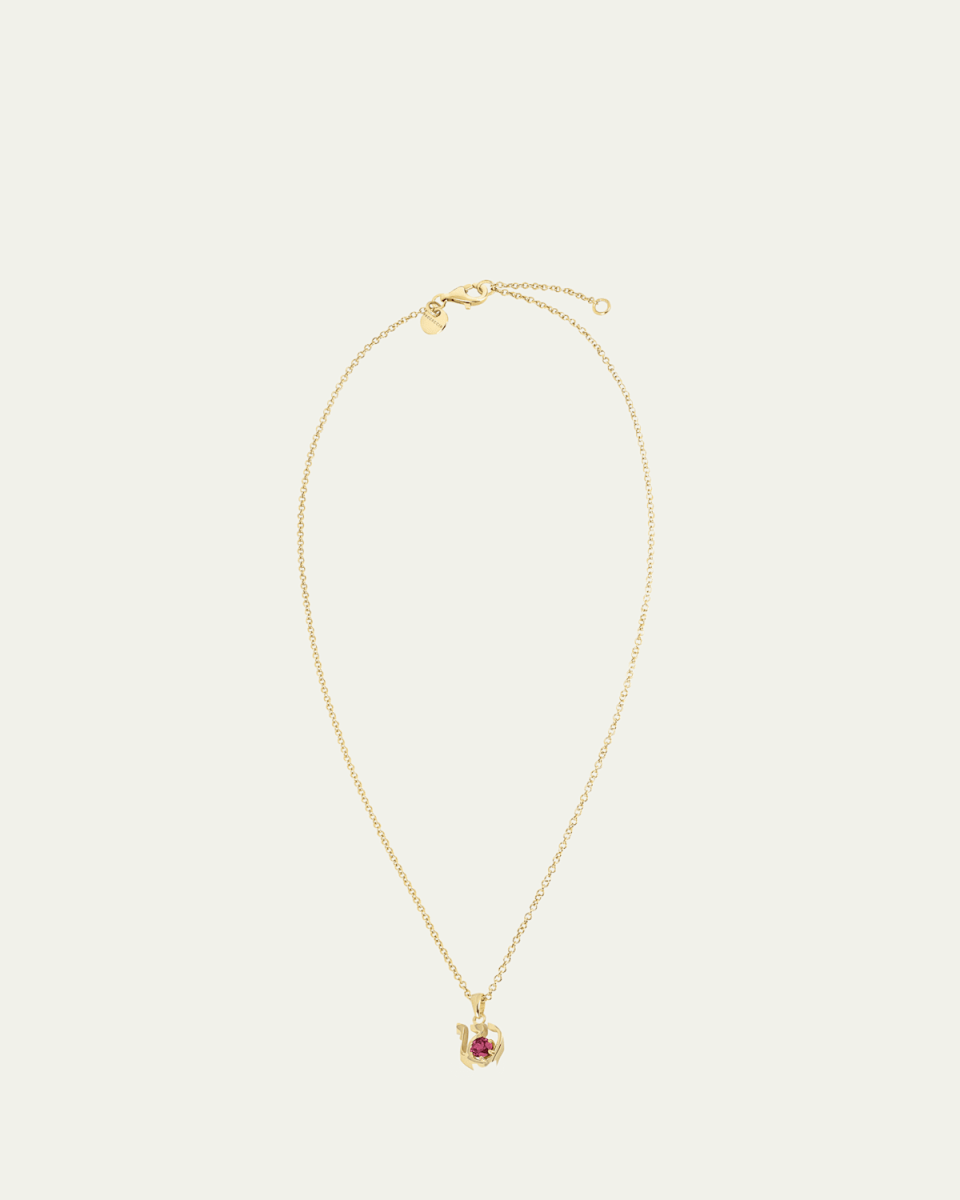 18K Gold Hebrew SHIN Initial Necklace
