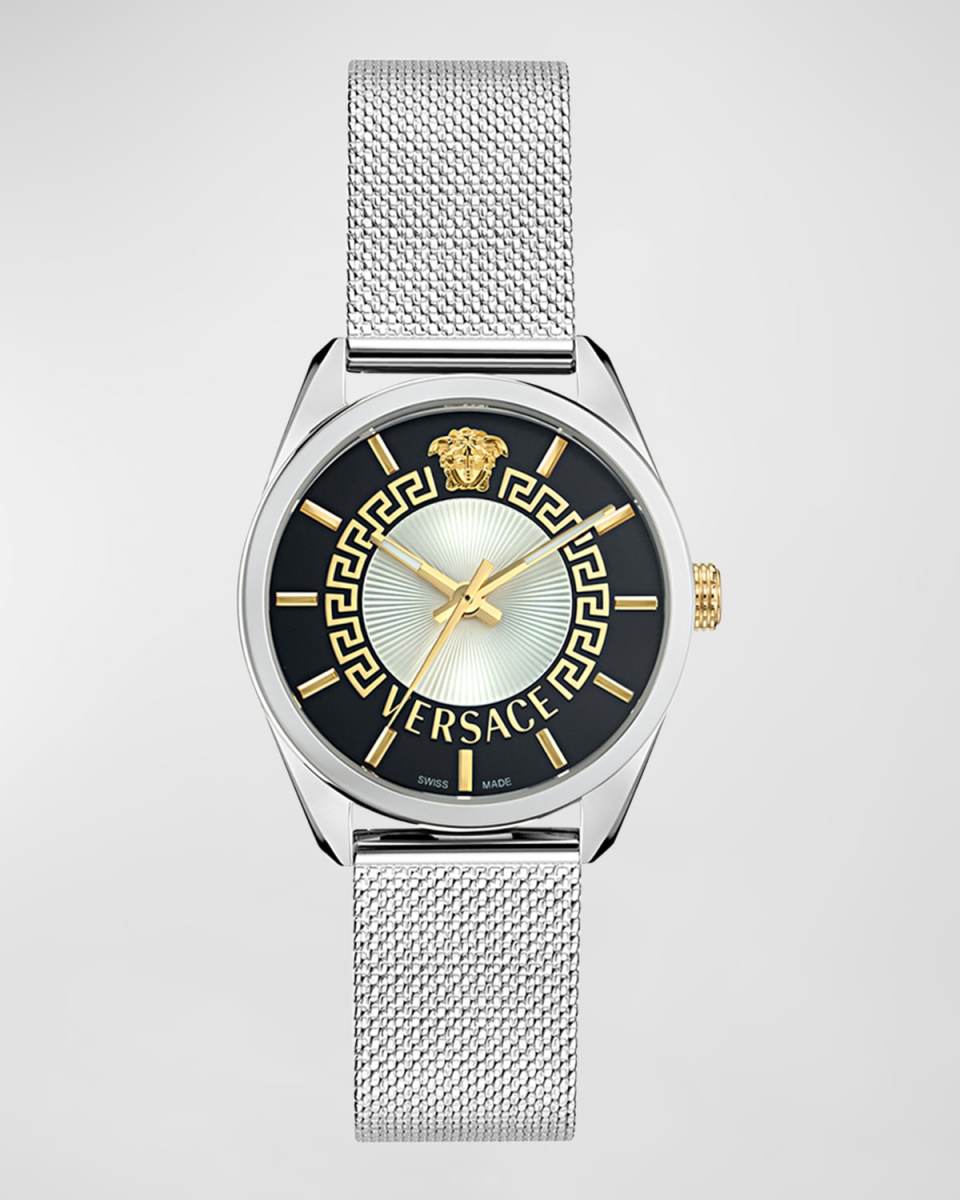 36mm V-Circle Watch with Bracelet Strap, Silver