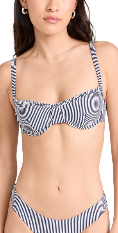 Onia Marilyn Bikini Top Deep Navy/White