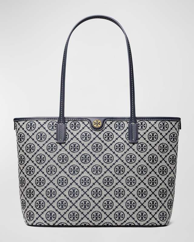 Small T Monogram Zip Canvas Tote Bag