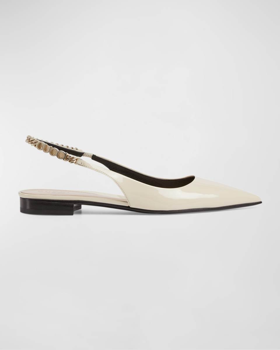 Signoria Patent Logo Chain Ballerina Flats