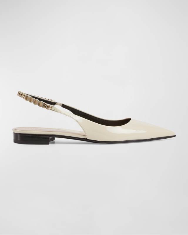 Signoria Patent Logo Chain Ballerina Flats