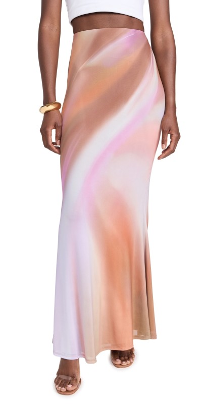 AFRM Tegan High Waist Maxi Skirt Lilac Watercolor