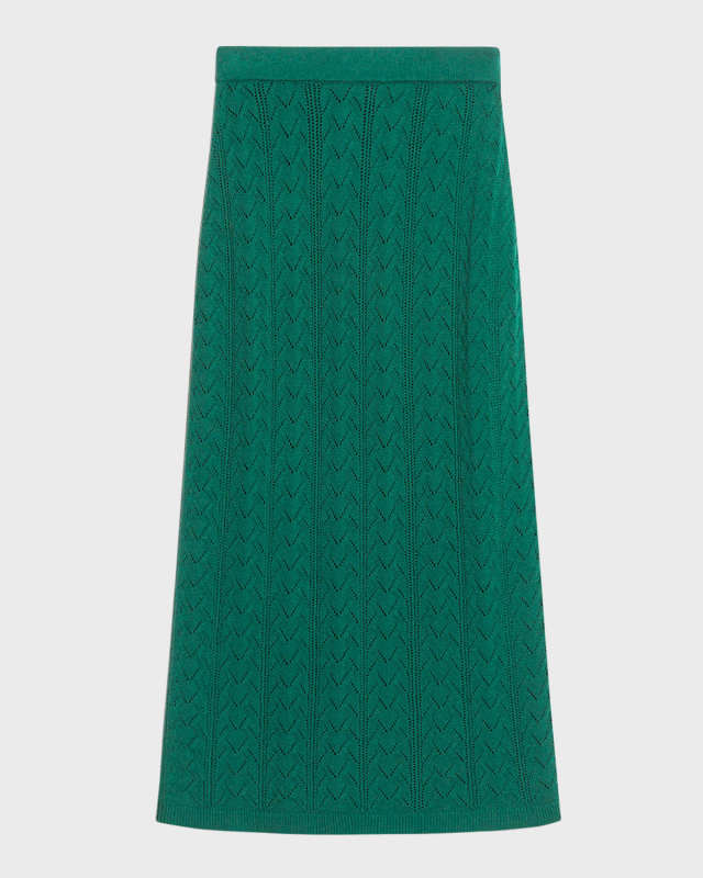 Firmina Pointelle-Knit Midi Skirt
