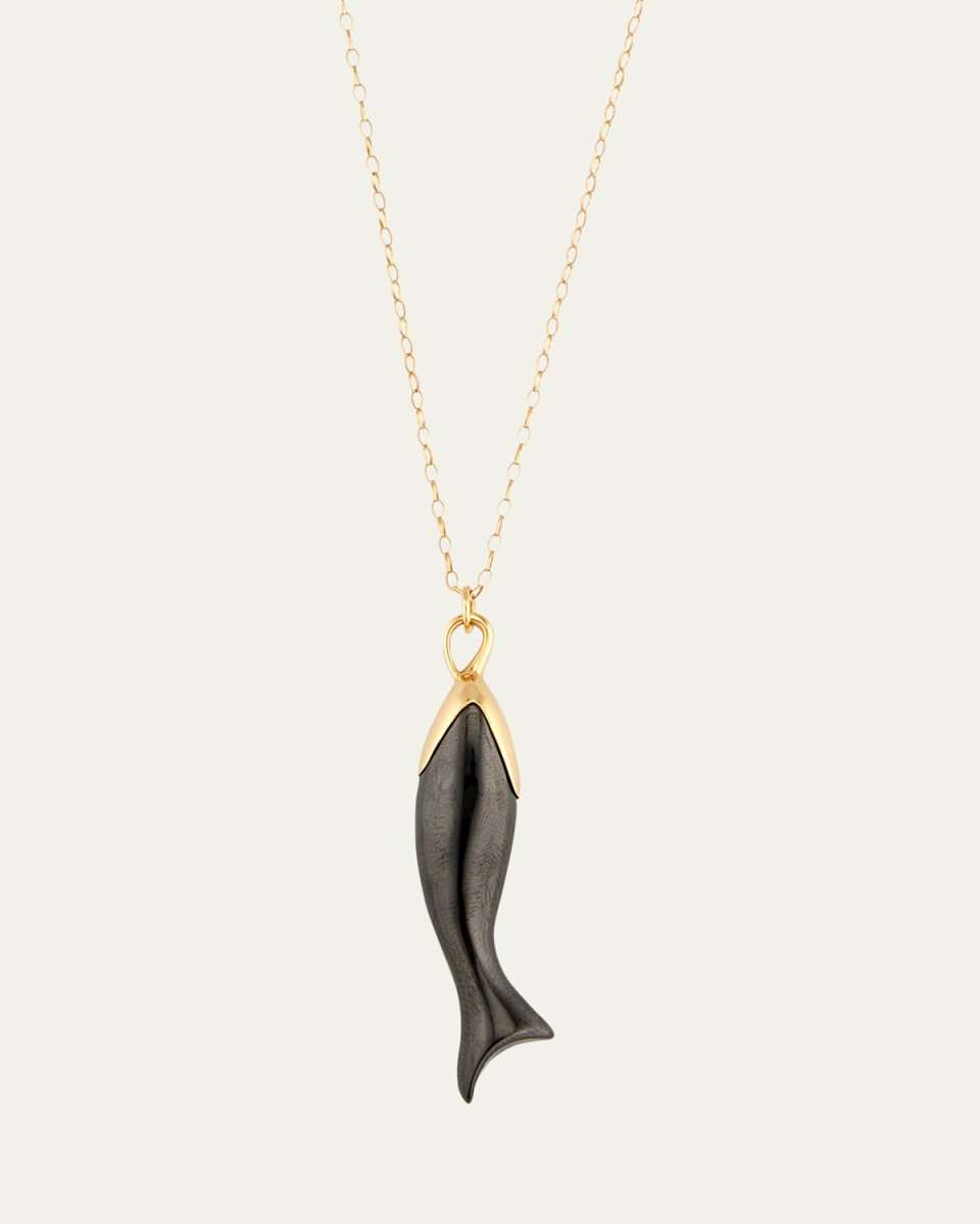 "Perseverance" Ceramic and 18K Gold Fish Necklace