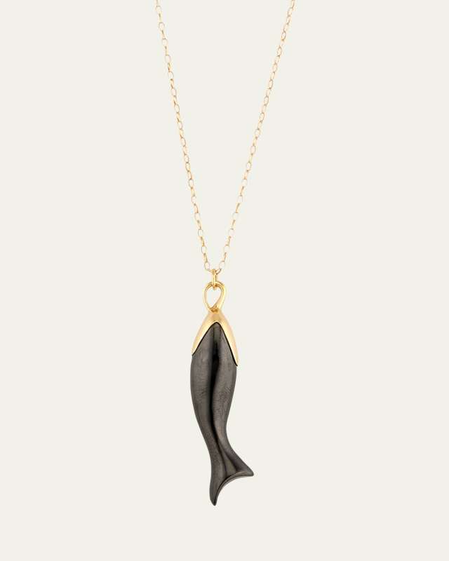 "Perseverance" Ceramic and 18K Gold Fish Necklace