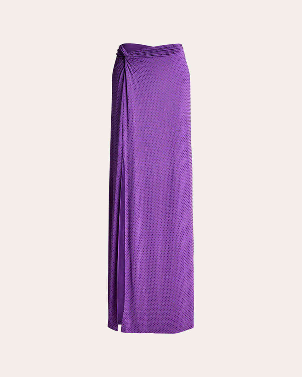 Strass Twisted Slit Maxi Sarong Skirt