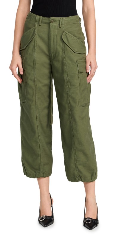 R13 Cropped Cargo Pants Vintage Olive Drab
