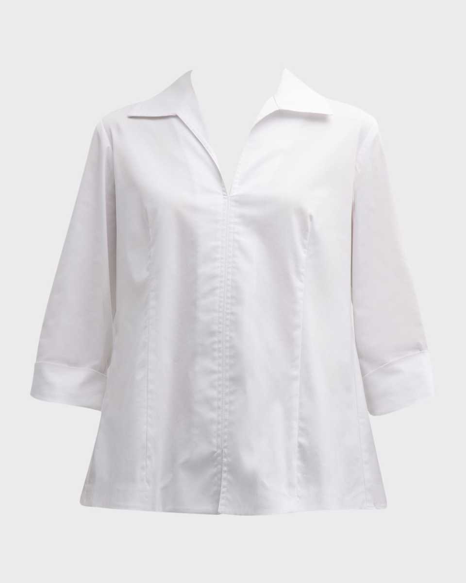 3/4-Sleeve Stretch Cotton Swing Shirt