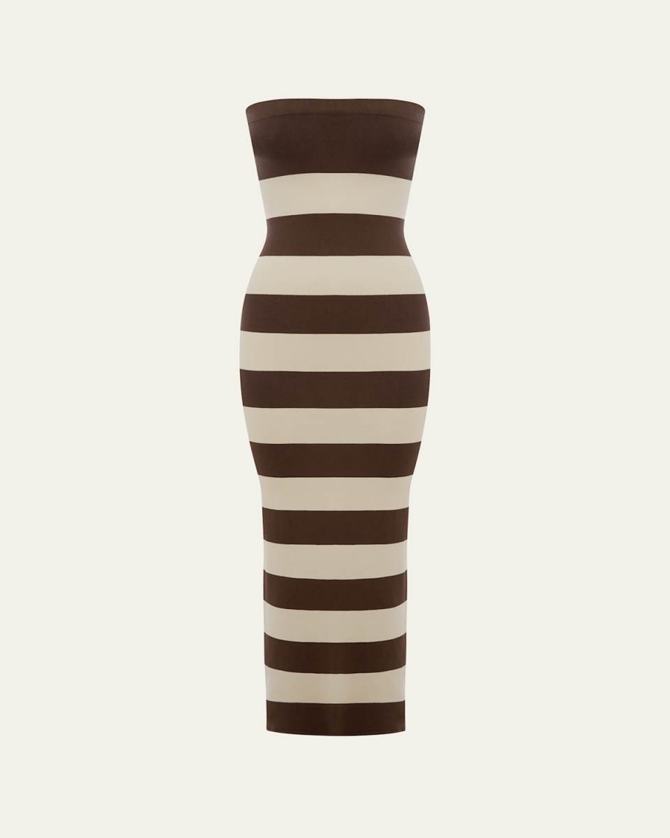 Theo Strapless Two-Tone Stripe Maxi Dress