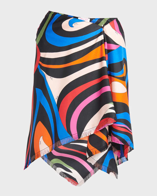 Abstract-Print Handkerchief Mini Skirt