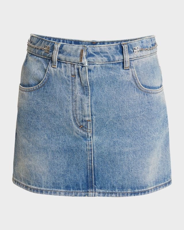 Denim Mini Skirt with Chain Details