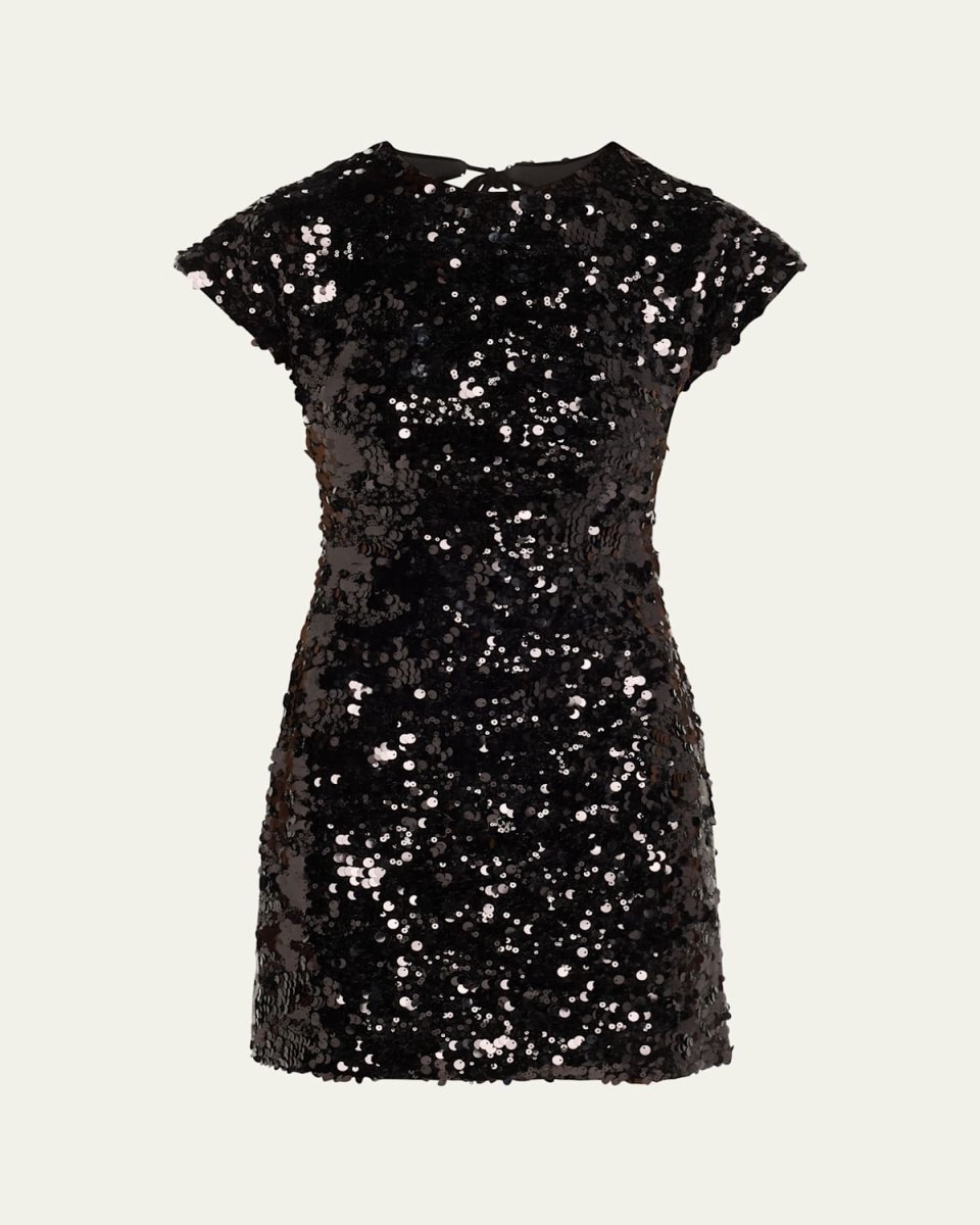 Sequined Tie Mini Dress