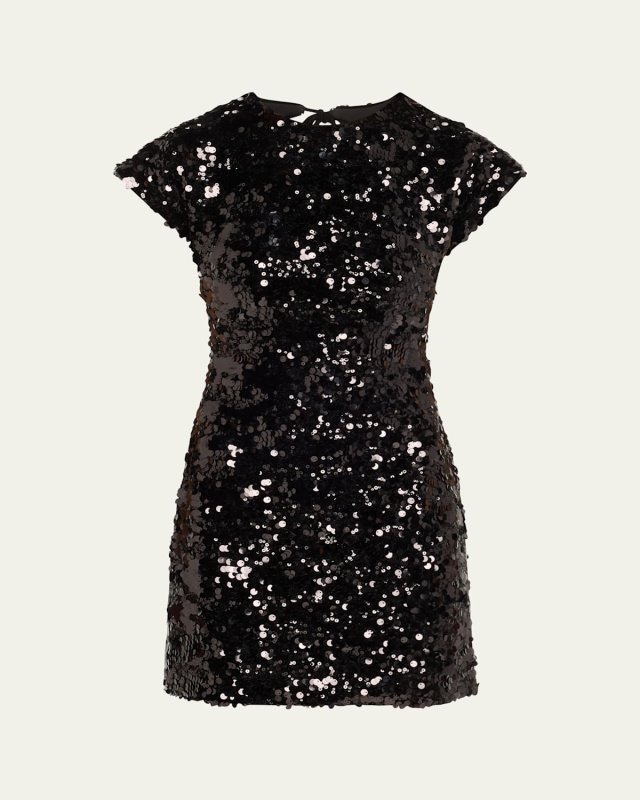 Sequined Tie Mini Dress