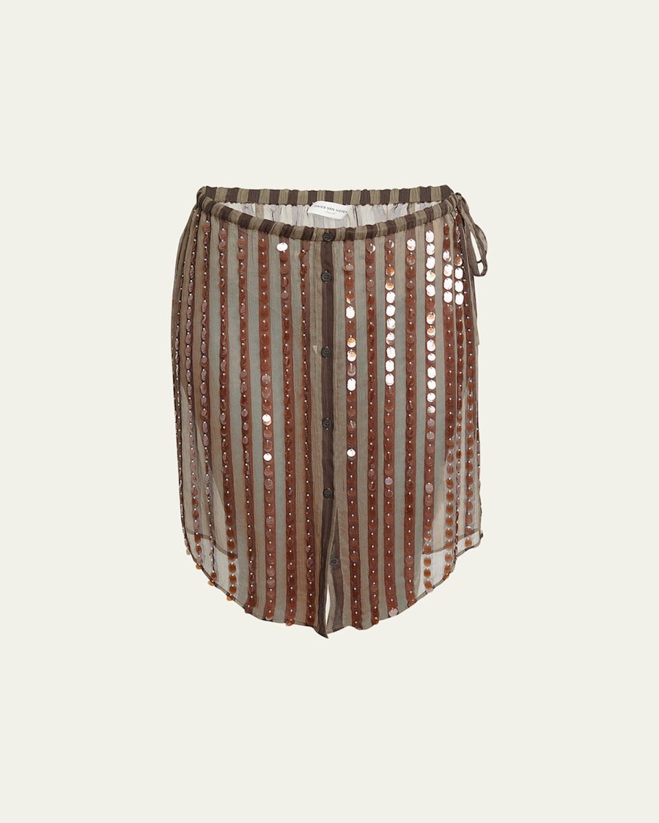 Shirty Embellished Sheer Midi Skirt