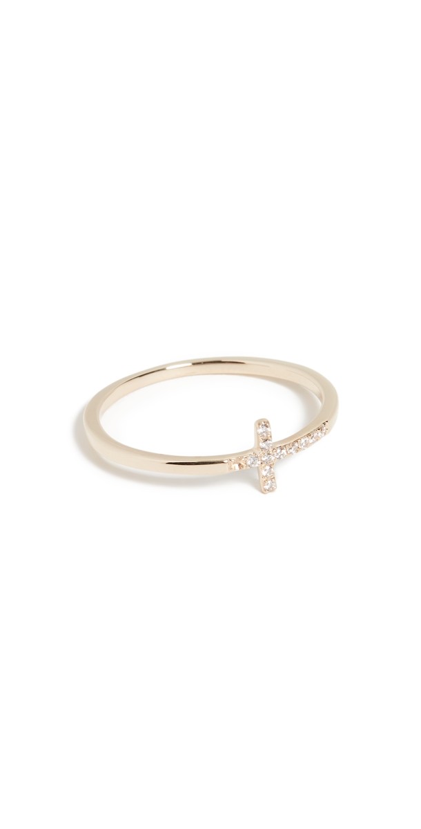 Sydney Evan 14k Gold Bent Cross Ring Yellow Gold