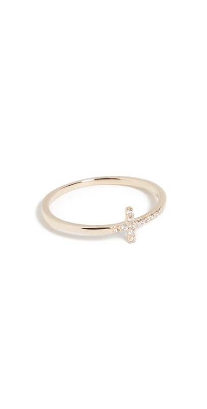 Sydney Evan 14k Gold Bent Cross Ring Yellow Gold