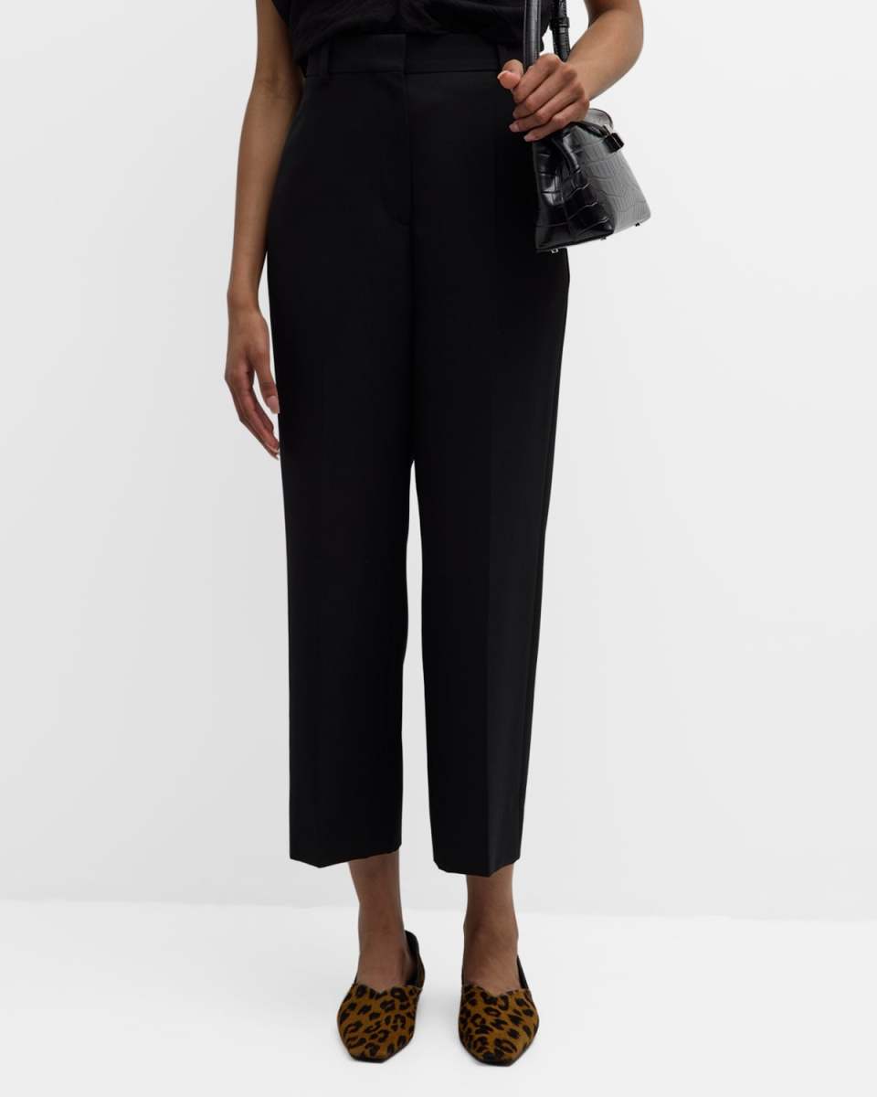 High-Rise Straight-Leg Crop Trousers