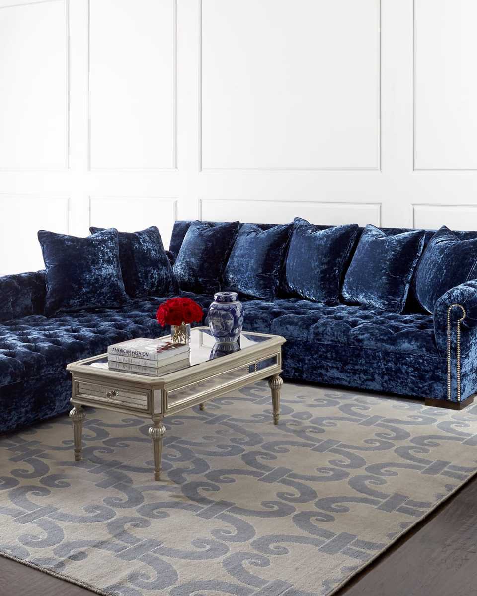 Divine Crushed Velvet Left-Chaise Sectional, 116"