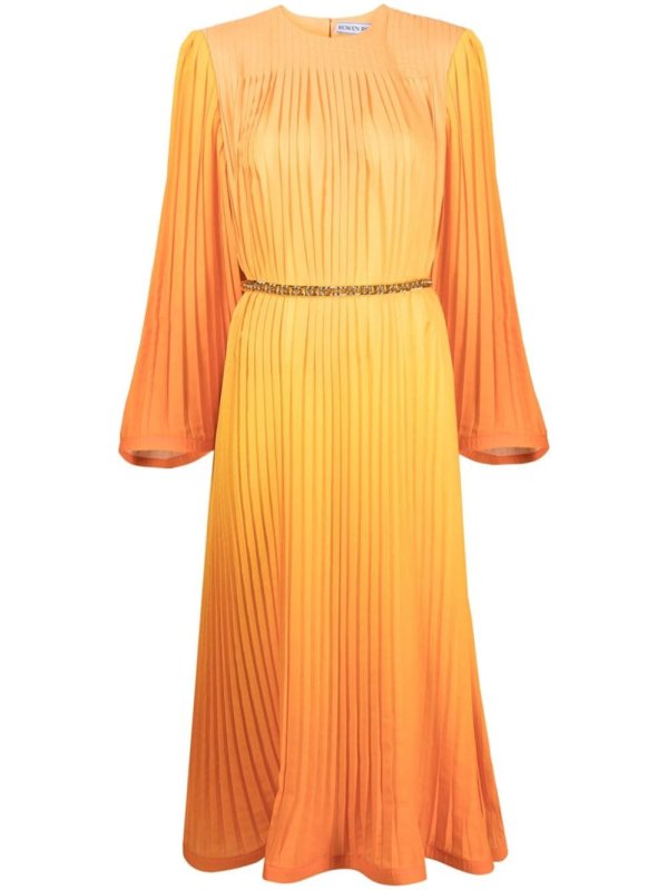 gradient-effect pleated midi dress