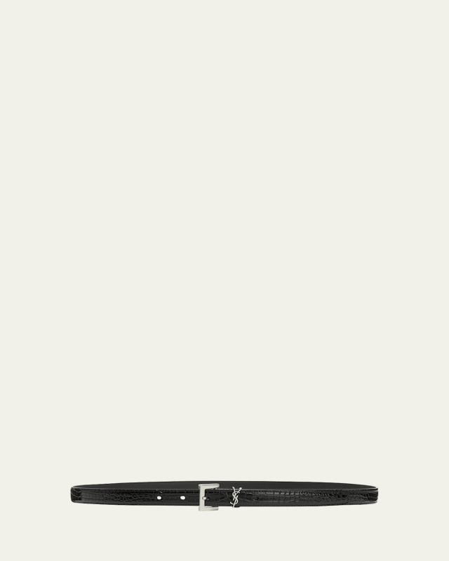 YSL Moc-Croc Skinny Belt