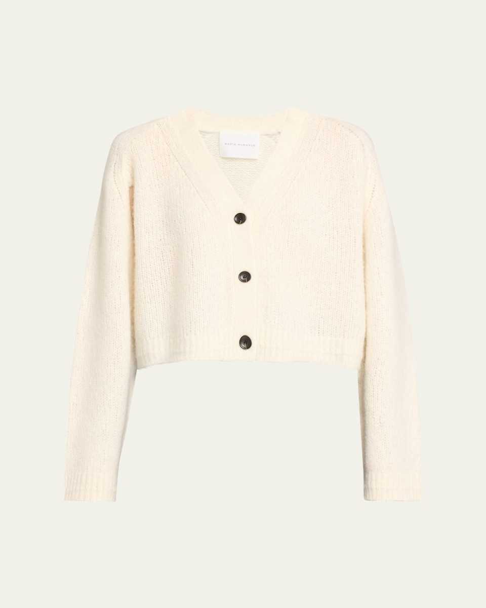 Cape-Sleeve Cashmere Crop Cardigan