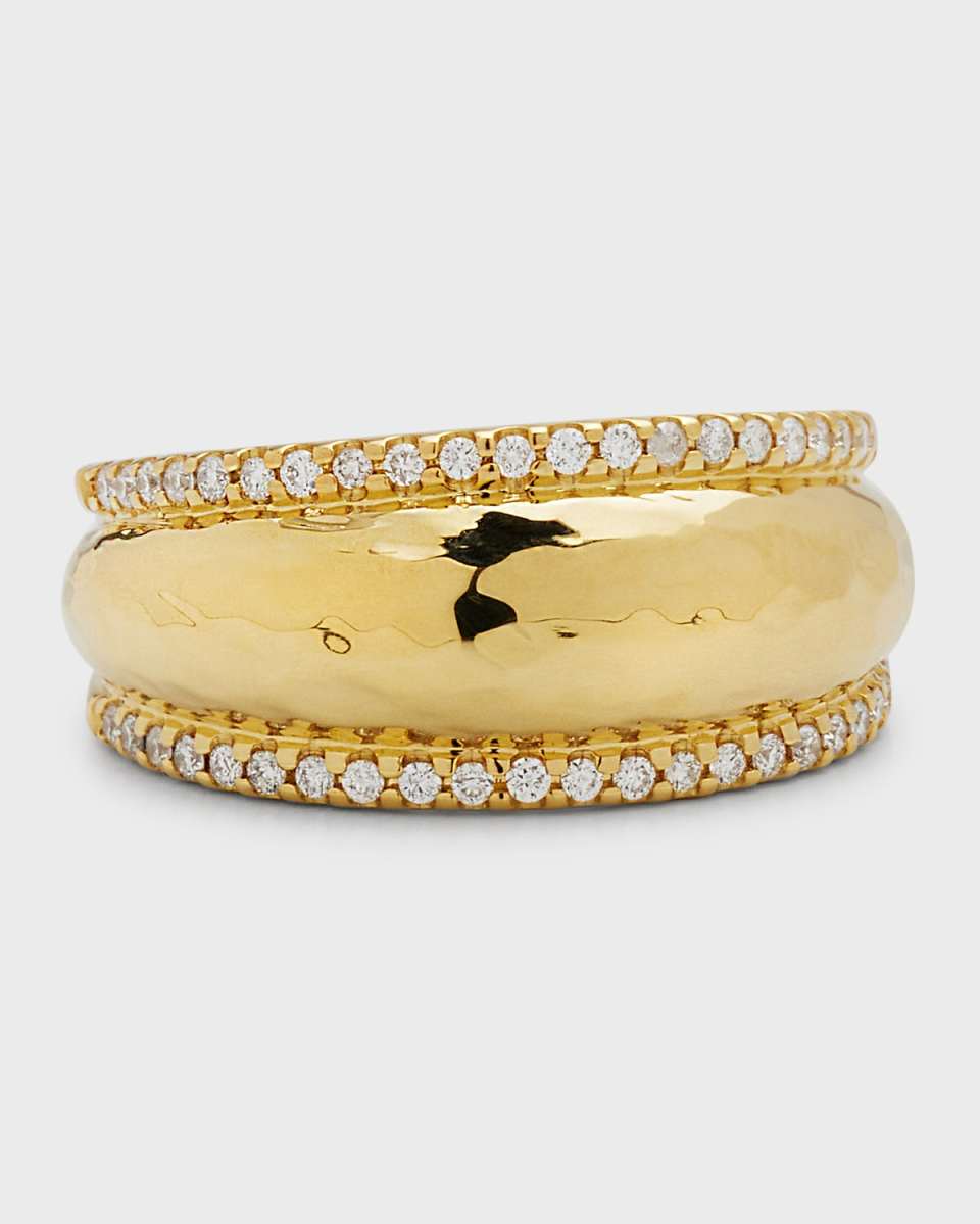 18k Classico Thin Goddess Hammered Ring, Size