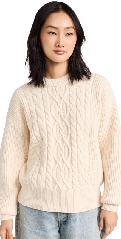 Varley Mondain Cable Knit Whitecap Grey