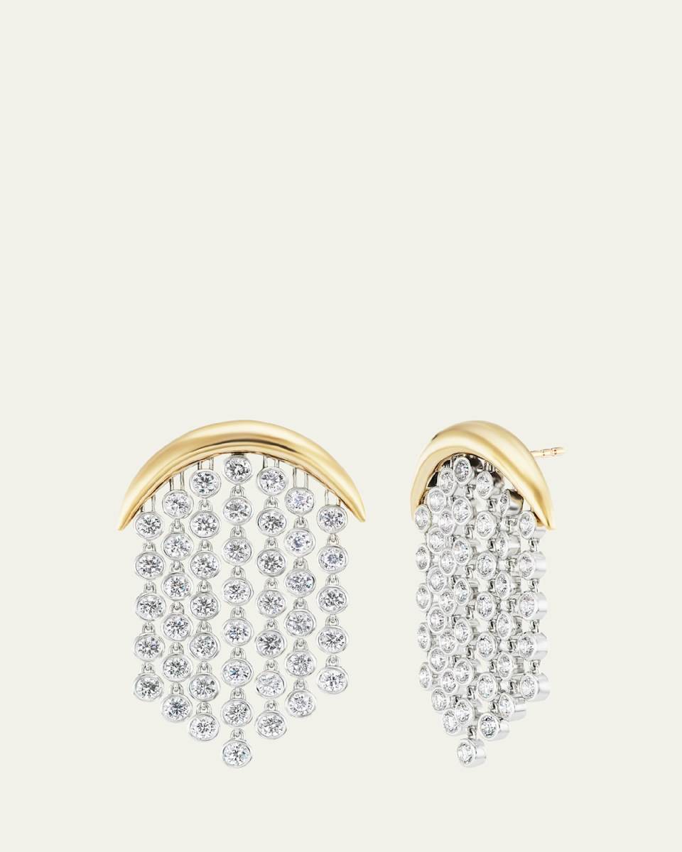 18K Gold Fringe Diamond Earrings