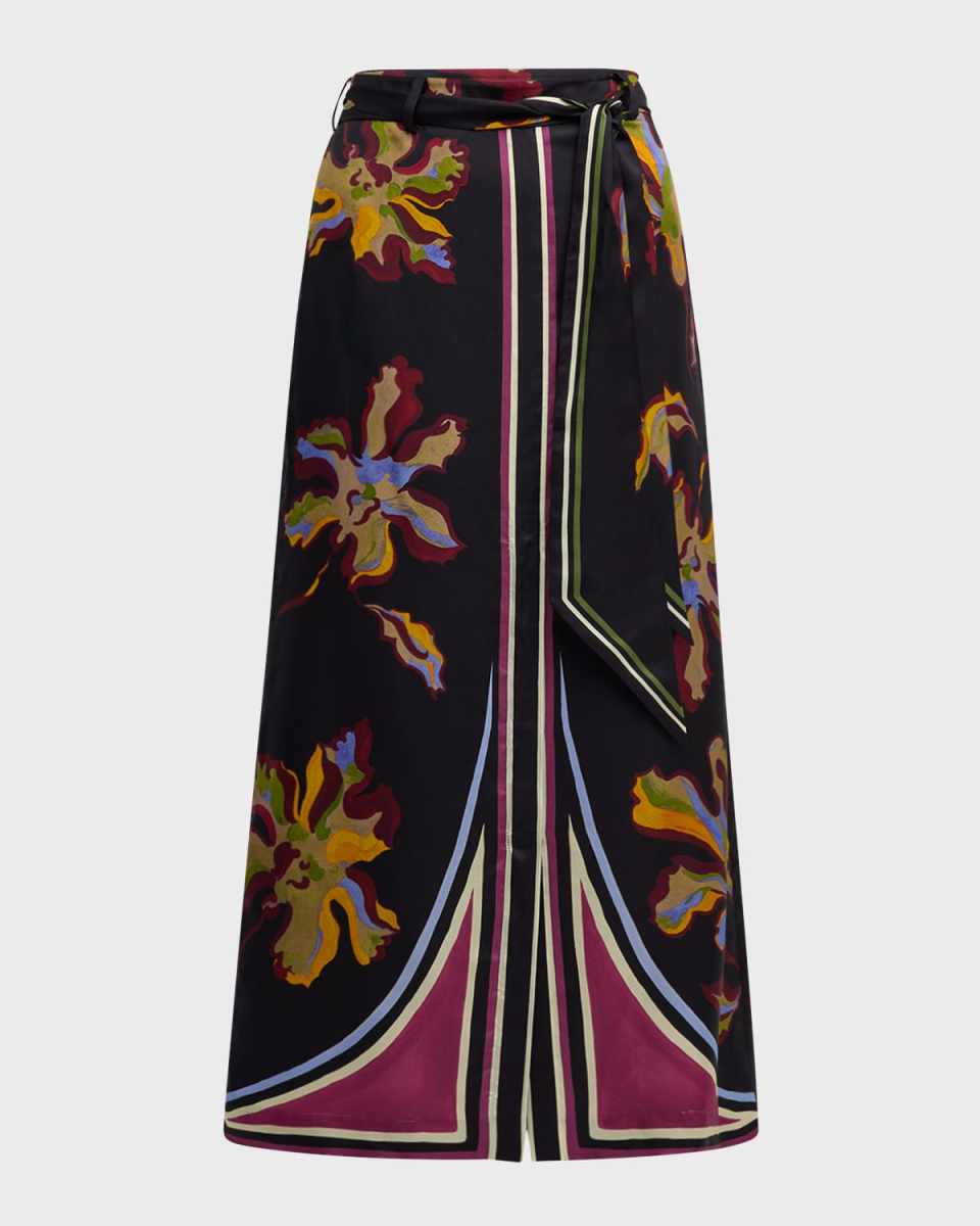 Floral Seduction Printed A-Line Midi Skirt